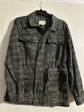 Caslon olive green camo field jacket